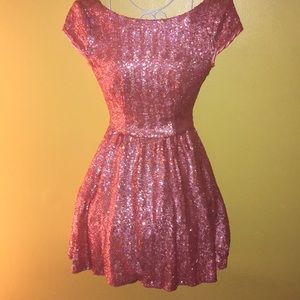 Short coral sequin dress formal homecoming prom